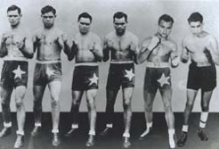 Dave Sands trains at Tom Maguire's boxing gymnasium, Hamilton, Newcastle  c1945. NLA